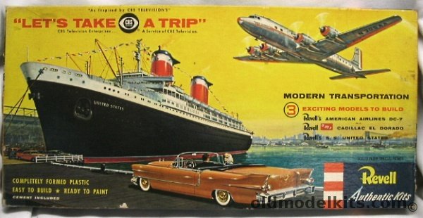 Revell CBS Television 'Let's Take A Trip' - DC-7 - Cadillac El Dorado - SS United States, G335-398 plastic model kit